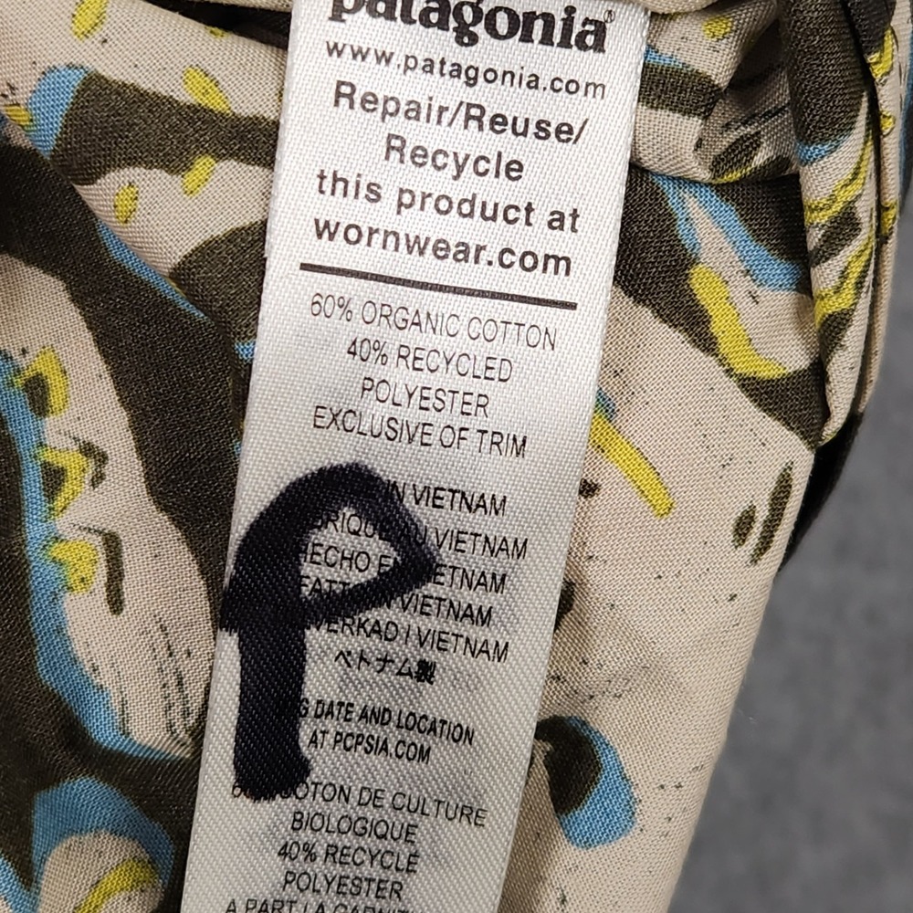 Patagonia Shirt Small Green Floral Go To Camp Hawaiian Vacation Cruise Beach - Picture 6 of 11